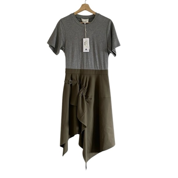 3.1 Phillip Lim Handkerchief Midi Dress Women’s‎ Size 4 Wool Fir Green Gray - Picture 5 of 15